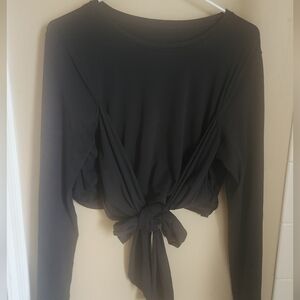 Lululemon Cropped Black LS Wrap Shirt